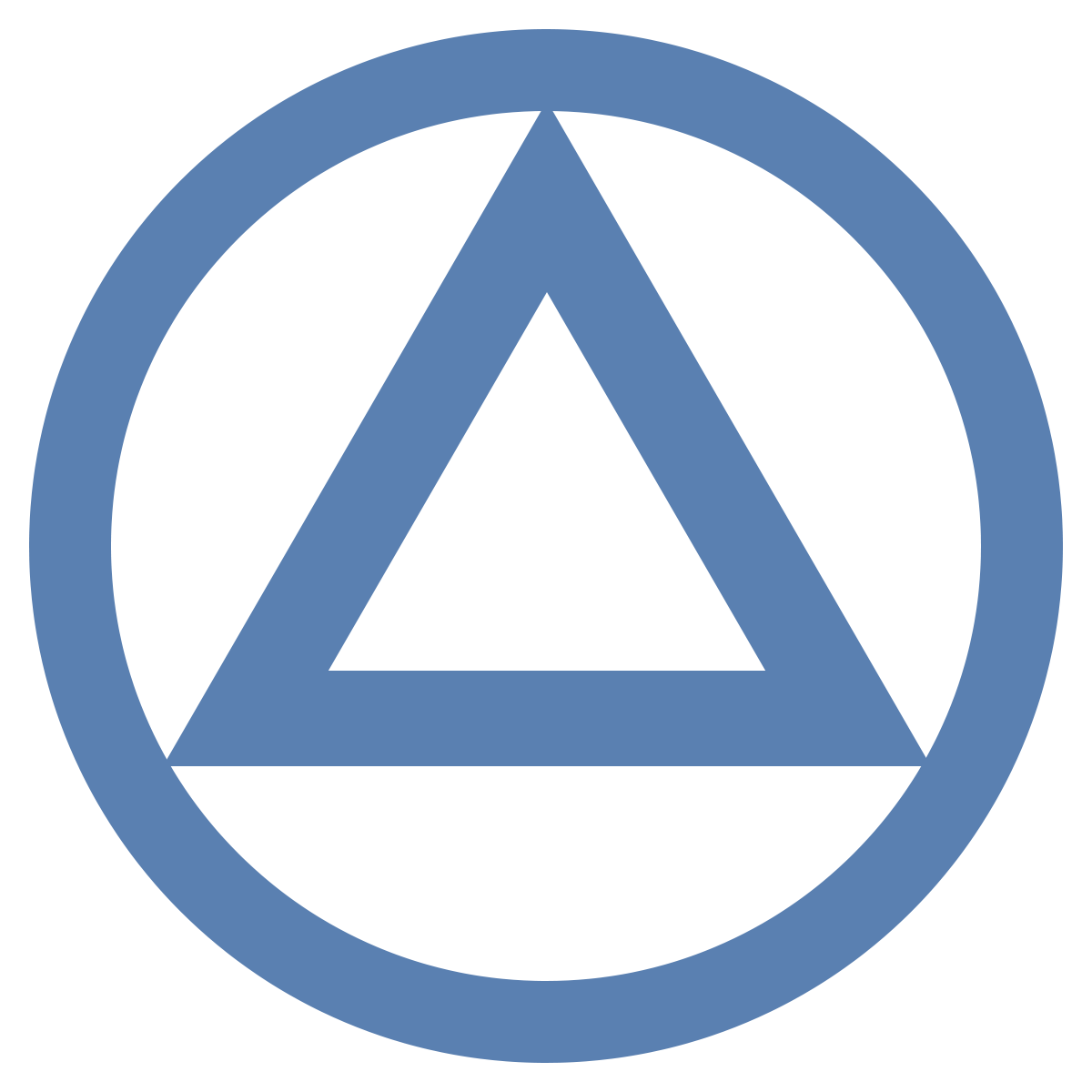 Символ анонимных алкоголиков. Анонимные алкоголики логотип. Символ треугольник в круге. Символ ассоциации анонимных алкоголиков.